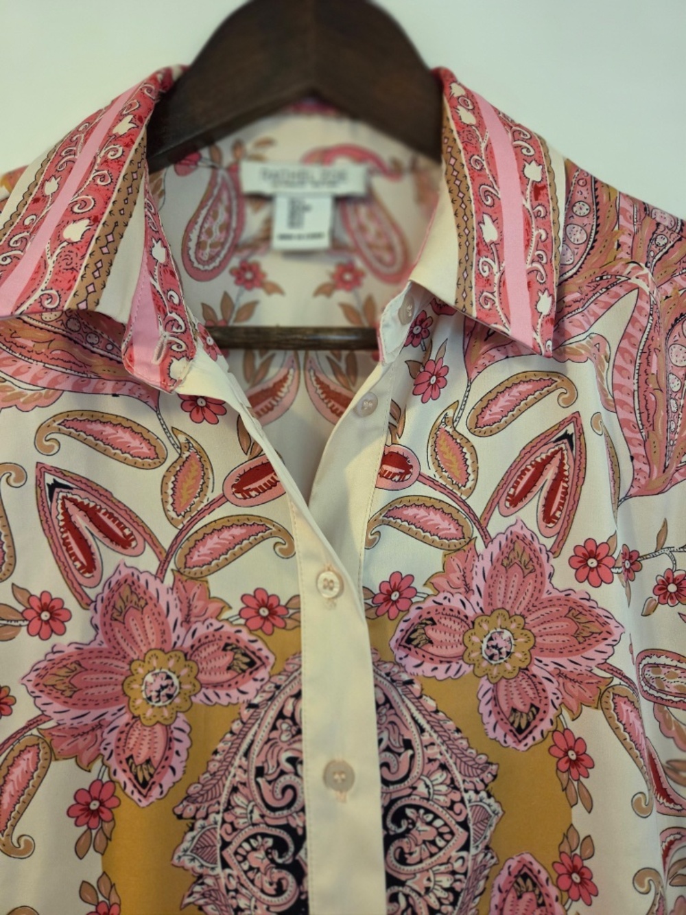 Rachel Zoe handkerchief button down shirt/blouse S pink floral/paisley luxury - Picture 4 of 10